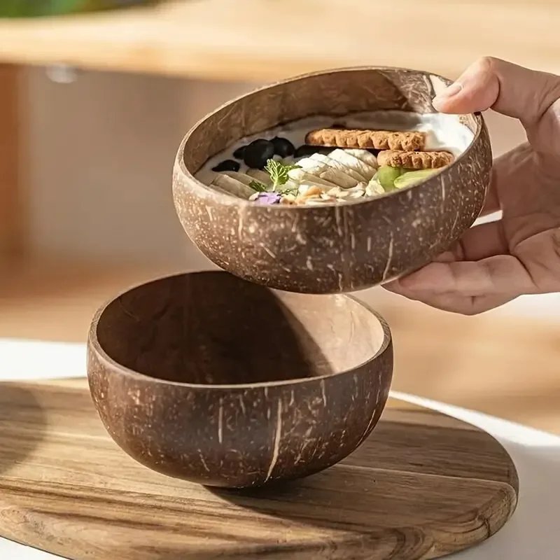 Natural Coconut Shell Bowl Coconut Bowl Light Food Container Fruit Salad Milkshake Dessert Bowl Southeast Asia Tableware Package