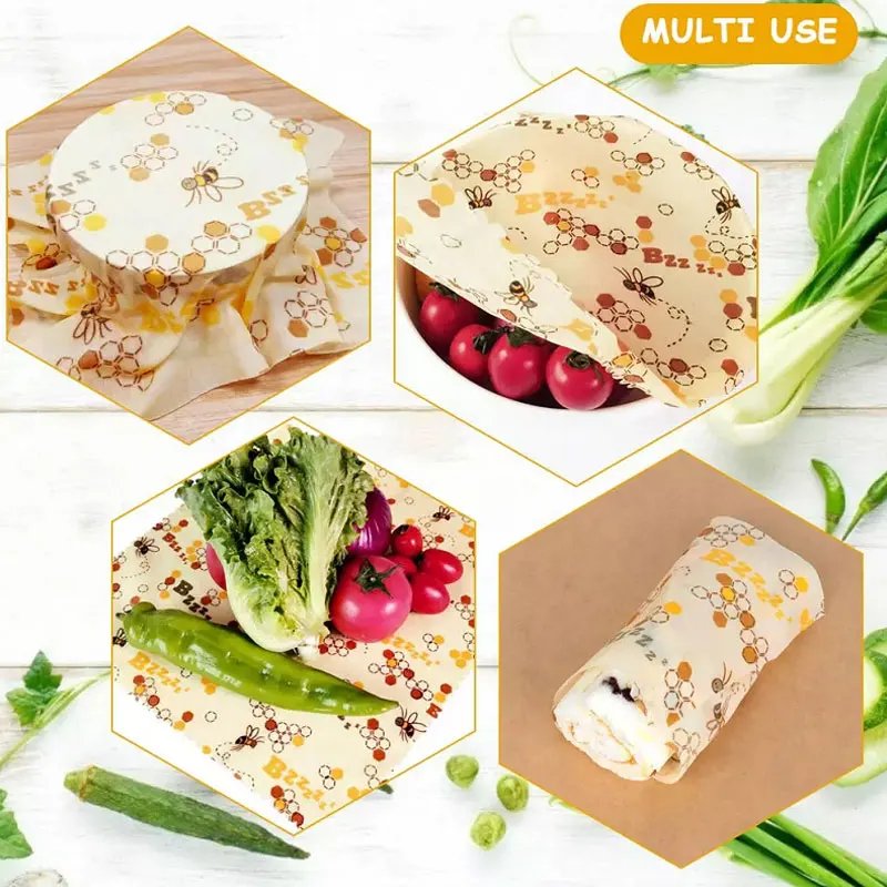 Reusable Food Fresh Keeping Cloth Organic Storage Natural Food Grade Beeswax Food Wrap Eco Friendly Kitchen Food Packaging Paper