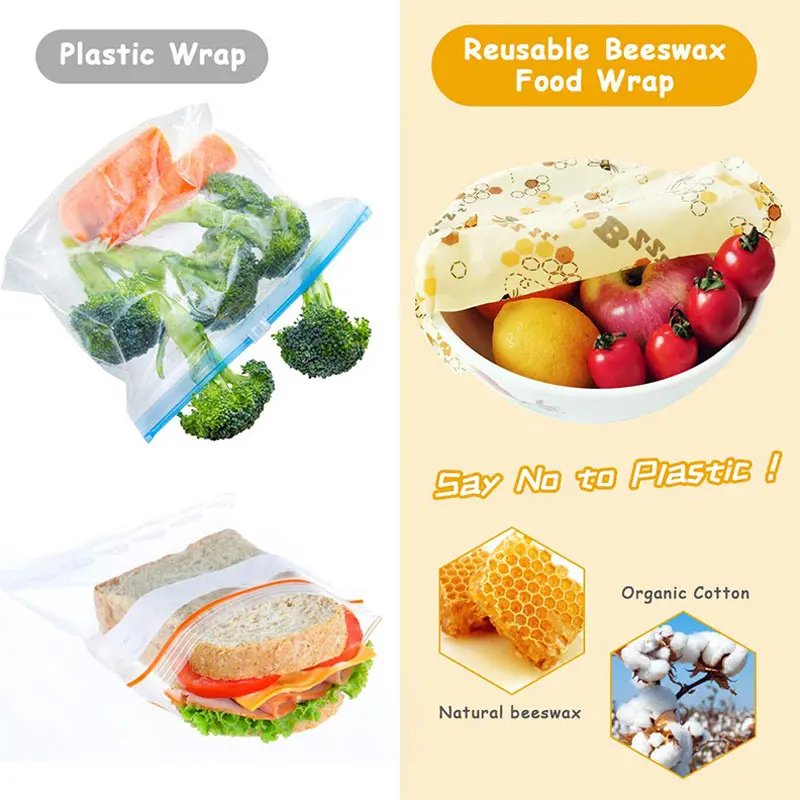 Reusable Food Fresh Keeping Cloth Organic Storage Natural Food Grade Beeswax Food Wrap Eco Friendly Kitchen Food Packaging Paper