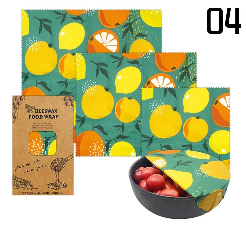 Reusable Food Fresh Keeping Cloth Organic Storage Natural Food Grade Beeswax Food Wrap Eco Friendly Kitchen Food Packaging Paper