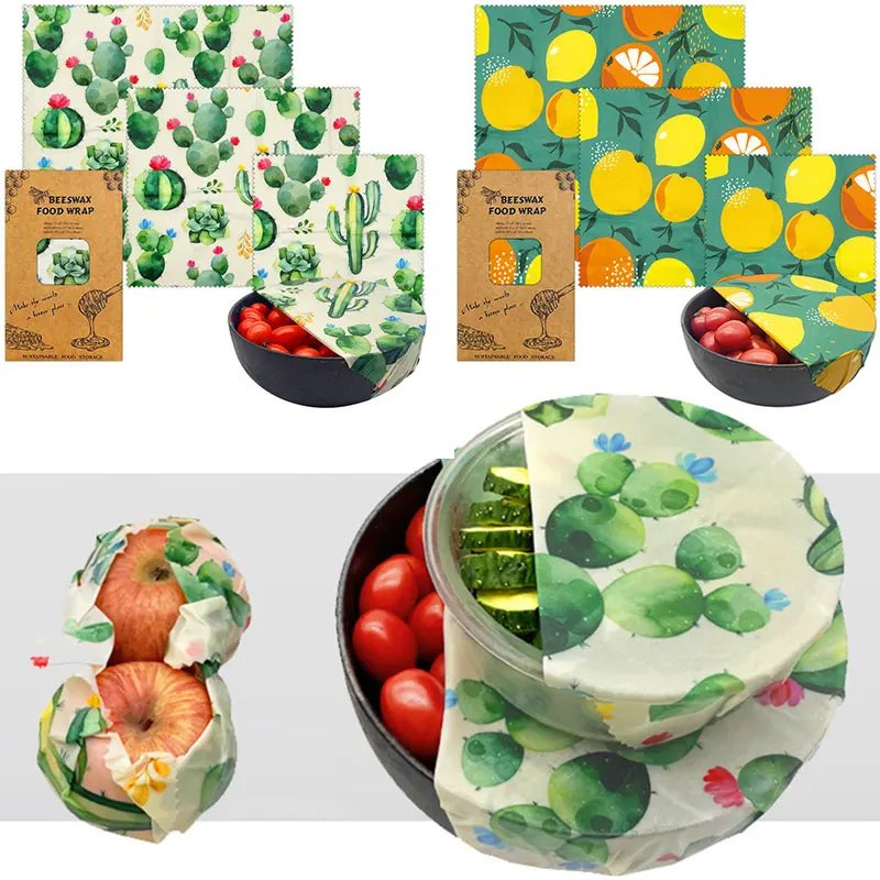 Reusable Food Fresh Keeping Cloth Organic Storage Natural Food Grade Beeswax Food Wrap Eco Friendly Kitchen Food Packaging Paper