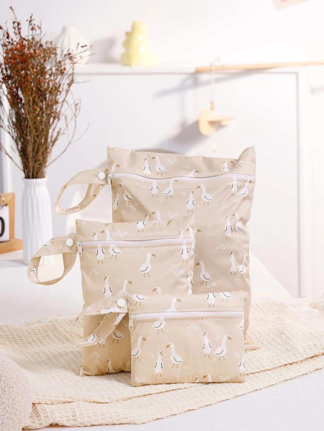 3PCS Recycled Fabric Waterproof Wet Dry Bag Portable Diaper Bag Sanitary Storage Bag